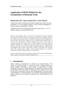 Application of RSM Method for the Examination of Diamond Tools Richárd Horváth