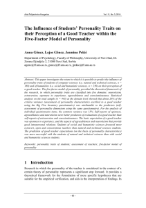The Influence of Students’ Personality Traits on Five-Factor Model of Personality