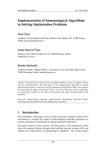 Implementation of Immunological Algorithms in Solving Optimization Problems Petar Čisar