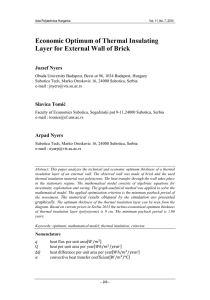 Economic Optimum of Thermal Insulating Layer for External Wall of Brick