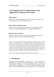 An Evaluation of ICT Infrastructure and Application in Nigeria Universities Fidelis Egoeze