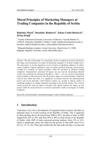 Moral Principles of Marketing Managers at Radenko Marić Živka Pržulj