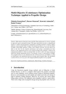 Multi-Objective Evolutionary Optimization Technique Applied to Propeller Design Mojtaba Kamarlouei , Hassan Ghassemi