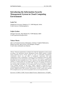 Introducing the Information Security Management System in Cloud Computing Environment Laslo Tot