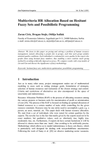 Multicriteria HR Allocation Based on Hesitant Fuzzy Sets and Possibilistic Programming