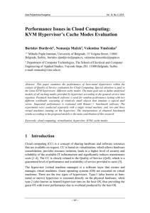 Performance Issues in Cloud Computing: KVM Hypervisor’s Cache Modes Evaluation Đorđević