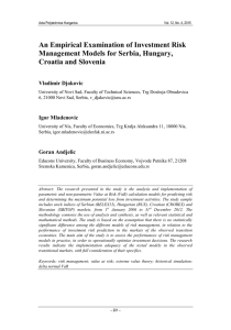 An Empirical Examination of Investment Risk Management Models for Serbia, Hungary,