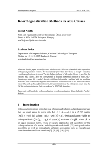 Reorthogonalization Methods in ABS Classes József Abaffy