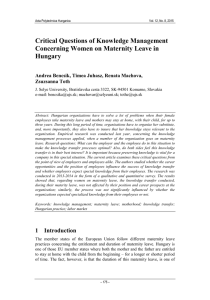 Critical Questions of Knowledge Management Concerning Women on Maternity Leave in Hungary