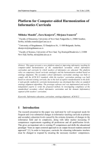 Platform for Computer-aided Harmonization of Informatics Curricula Milinko Mandić , Zora Konjović