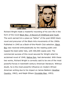 Richard Wright made a masterful recording of his own life... form of the novel Black Boy: A Record of Childhood...