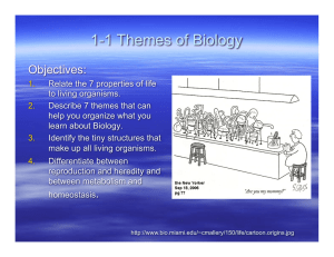 1-1 Themes of Biology Objectives: