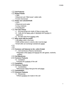 Cell Features Robert Hooke Anton van Leeuwenhoek  1665
