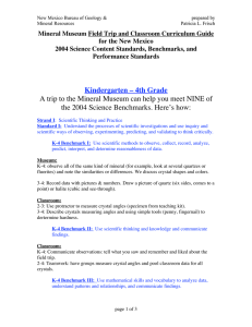 Mineral Museum Field Trip and Classroom Curriculum Guide