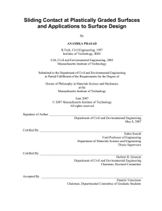 Sliding Contact at Plastically Graded Surfaces and Applications to Surface Design