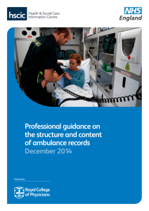 Professional guidance on the structure and content of ambulance records December 2014