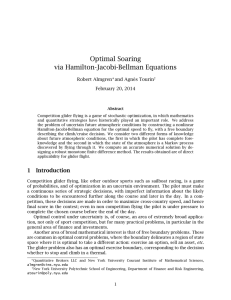 Optimal Soaring via Hamilton-Jacobi-Bellman Equations Robert Almgren and Agnès Tourin