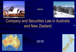 Company and Securities Law in Australia and New Zealand 2016 Slide Set 2