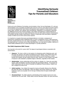 Identifying Seriously Traumatized Children: Tips for Parents and Educators
