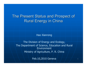 The Present Status and Prospect of Rural Energy in China