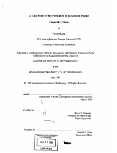 A  Case Study  of the Formation of an... Tropical  Cyclone