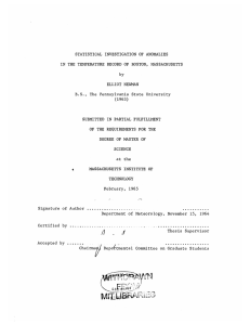 STATISTICAL  INVESTIGATION OF  ANOMALIES BOSTON, MASSACHUSETTS NEWMAN