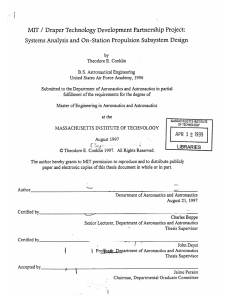 MIT  /  Draper Technology  Development  Partnership ... Systems  Analysis and  On-Station  Propulsion  Subsystem ...