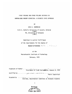 FIRST  PASSAGE AND  OTHER FAILURE  CRITERIA ... NARROW-BAND RANDOM  VIBRATION:  A DISCRETE STATE  APPROACH