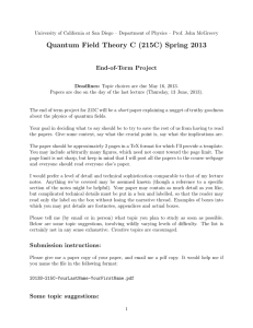 Quantum Field Theory C (215C) Spring 2013 End-of-Term Project