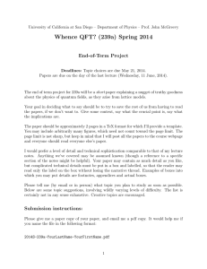 Whence QFT? (239a) Spring 2014 End-of-Term Project