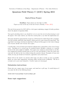 Quantum Field Theory C (215C) Spring 2015 End-of-Term Project