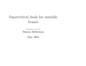 Supercritical duals for unstable branes Simeon Hellerman May, 2004