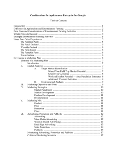 Considerations for Agritainment Enterprise for Georgia Table of Contents Introduction ................................................................................................................................... 1