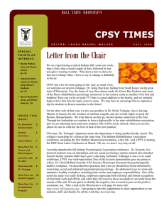 Letter from the Chair CPSY TIMES