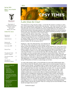 CPSY TIMES Letter from the Chair BSU