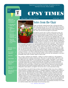 CPSY TIMES Notes from the Chair