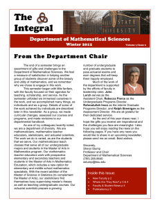 The Integral From the Department Chair