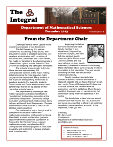 The Integral From the Department Chair