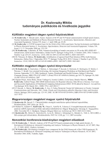 Dr. Kozlovszky Miklós tudományos publikációs és hivatkozás jegyzéke Külföldön megjelent idegen nyelv folyóiratcikkek