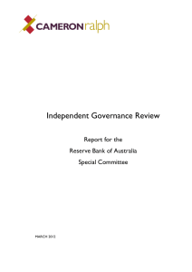 STRICTLY CONFIDENTIAL Independent Governance Review Report for the