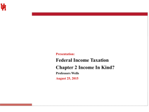 Federal Income Taxation Chapter 2 Income In Kind? Professors Wells Presentation: