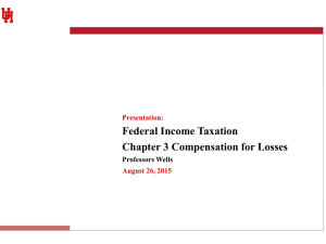Federal Income Taxation Chapter 3 Compensation for Losses Professors Wells Presentation: