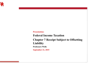 Federal Income Taxation Chapter 7 Receipt Subject to Offsetting Liability Professors Wells