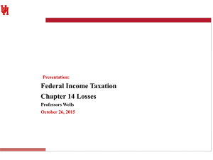Federal Income Taxation Chapter 14 Losses Professors Wells Presentation: