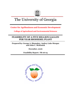 The University of Georgia FEASIBILITY OF A FIVE MILLION GALLON