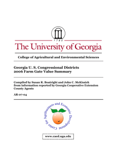 Georgia U. S. Congressional Districts 2006 Farm Gate Value Summary