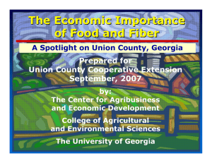 The Economic Importance of Food and Fiber Prepared for Union County Cooperative Extension