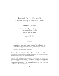 Research Report AI-1989-08 Eﬃcient Prolog: A Practical Guide