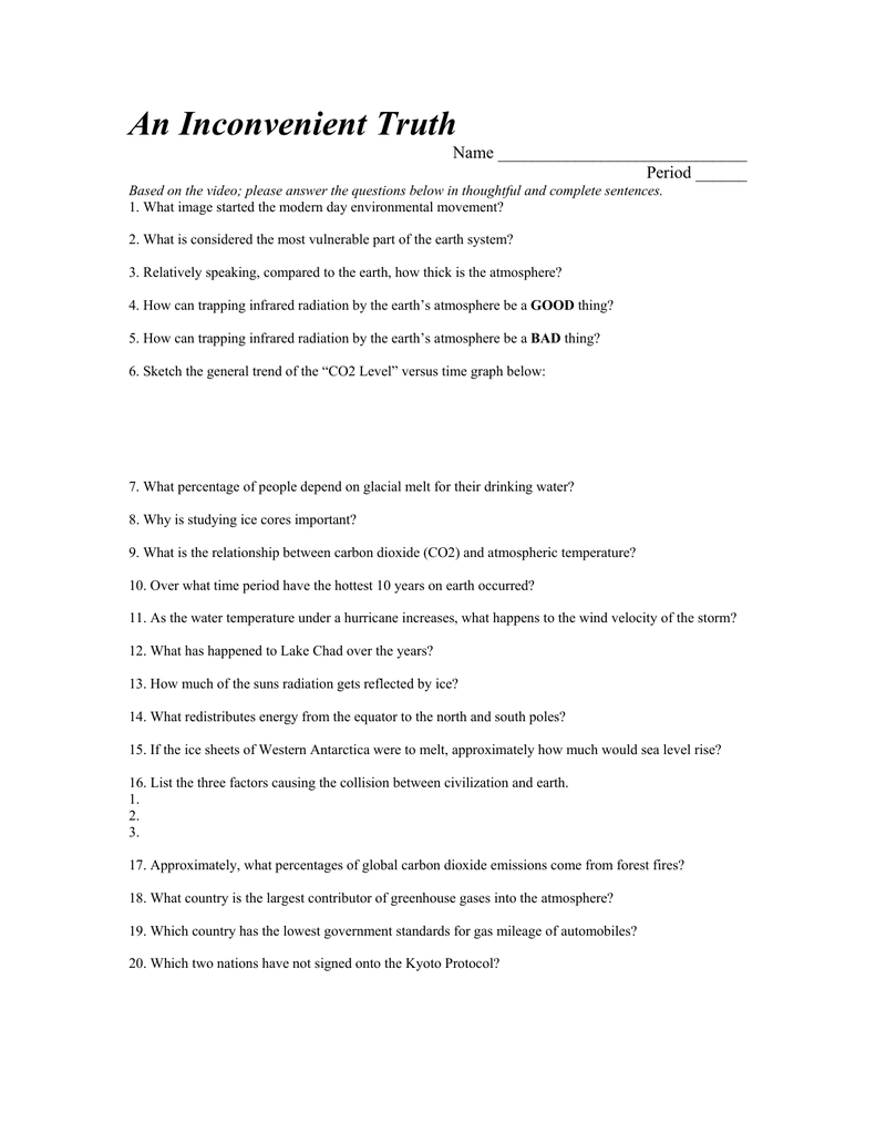 An Inconvenient Truth Worksheet