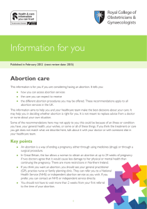 Information for you Abortion care